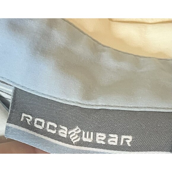 Rocawear Mens Large White Blue Gray Long Sleeve Button Down Shirt w/ Embroidery - Picture 3 of 7